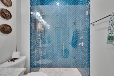 Blue tile shower in Tyler, TX 